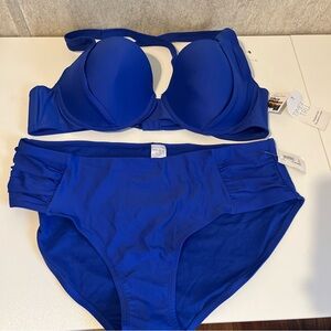 Time and Tru Royal Blue Underwire Bikini Set 2 piece swimwear plus 2x 20-22 NWT